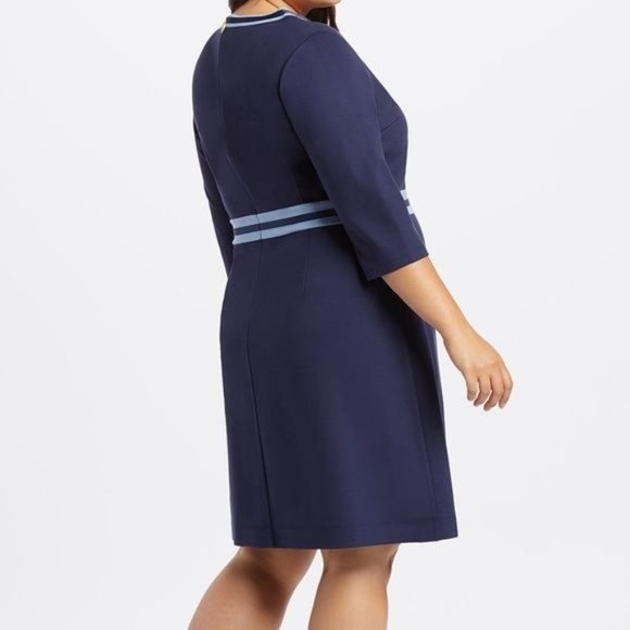 Draper James Persley Ponte Dress Nassau Navy Plus Size 2X NEW - Picture 2 of 12